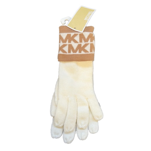 MICHAEL Michael Kors Accessories - NEW Michael Kors Women's Bordered Logo Gloves Cream/Camel